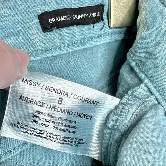 Nine West Pastel Mint Green Skinny Ankle Gramercy Raw Hem Jeans Women’s 8 - Picture 5 of 8
